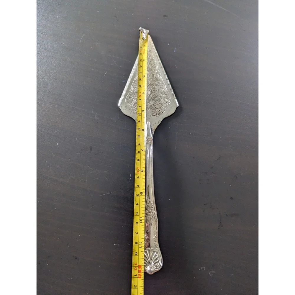 Vintage Silver Tone‎ Plated Wedding Cake Server Triangle Top 12